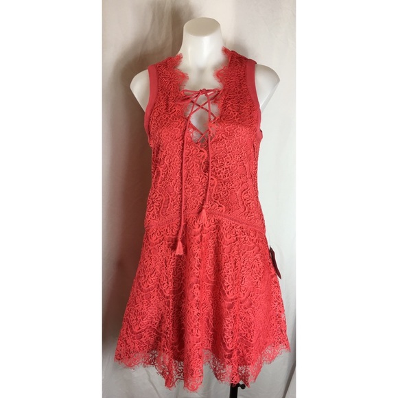 Adelyn Rae Dresses & Skirts - Adelyn Rae coral lace shift sleeveless dress 4899